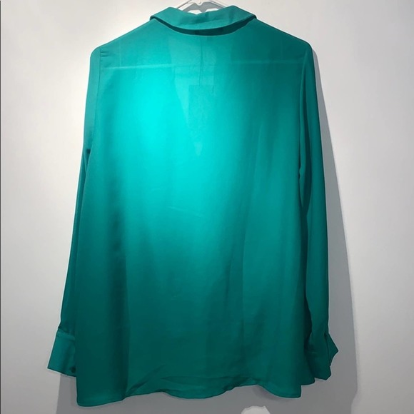 Gibson Green Faux Wrap Tunic Blouse - Picture 8 of 9